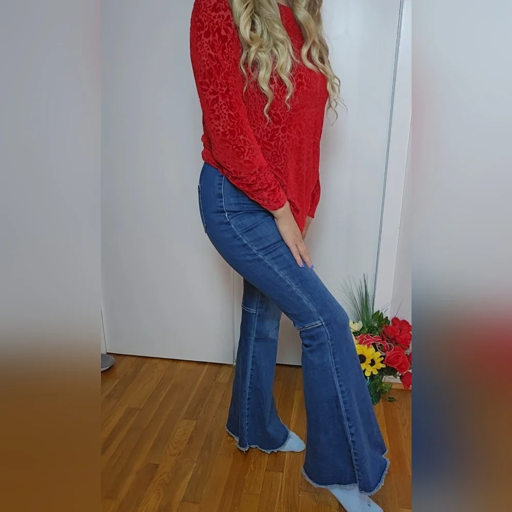 Dark Wash Flare Jeans Size M Stretch Fit